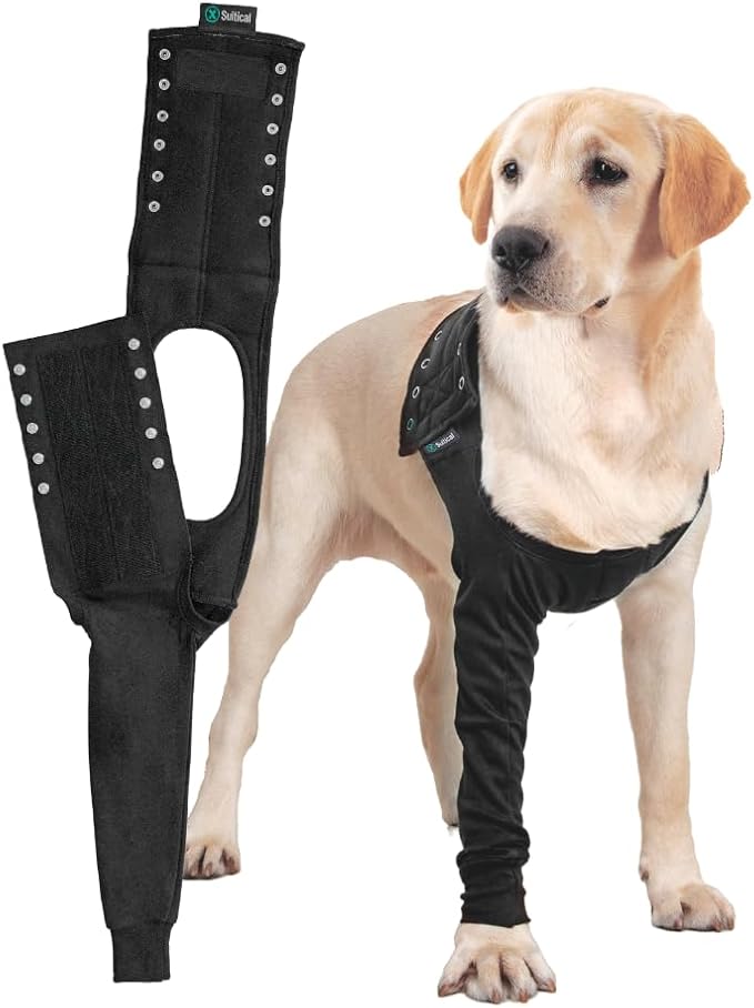 Suitical Recovery Sleeve for Dogs | Front Leg Protection After Surgery | Dog Leg Sleeve to Stop Licking | Machine Washable | Chest Circumference 15.7”- 20.5” | Sleeve Length 6.7” | XS | Single Sleeve
