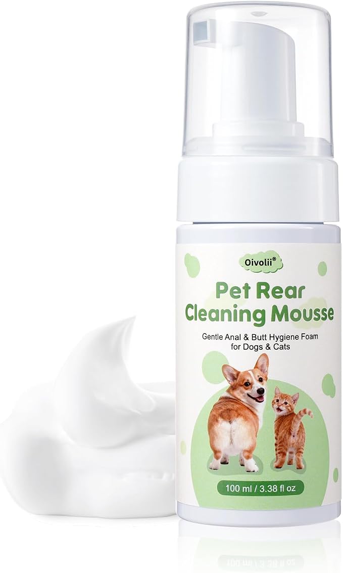 Pet Anal Gland Cleaner & Dog Butt Wash Mousse - No-Rinse Deodorizing Foam for Dogs & Cats - Deep Cleansing for Itchy Scooting, Fishy Odors & Sticky Mess