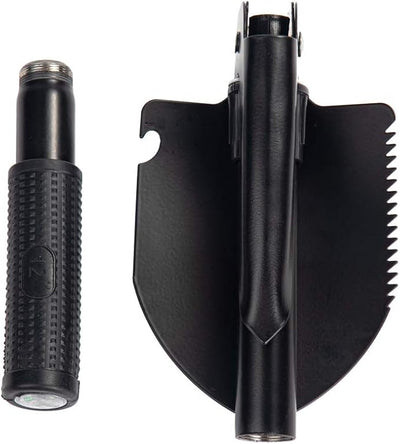 Gardening Folding Shovel Military Camping Shovel Survival Gear Entrenching Tool with Carrying Pouch Metal Handle for Camping Trekking Gardening Fishing Backpacking Snow (Black Zipper Pouch)