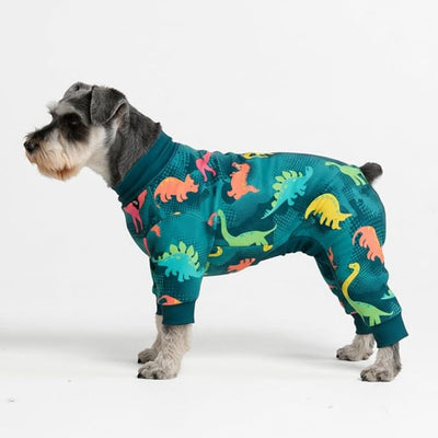 Spark Paws Dog Pajama, Dog Recovery Suit Male, Onesie, Ultra-Soft and 4-Way Stretch, for Small Medium and Large Breeds - Dinosaurs - M
