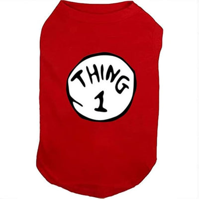 Dog Shirts for Pet Clothes Soft Breathable Puppy Shirts Pop Culture Thing 1 to Thing 9 Printed Pet T-Shirt (RED-1, XX-Large)