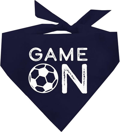 Game On Soccer Dog Bandana | 100% Cotton Adjustable Triangle | Made in USA | Soccer| Sports | Biggest Fan | Game Day | Navy, One Size (1073)