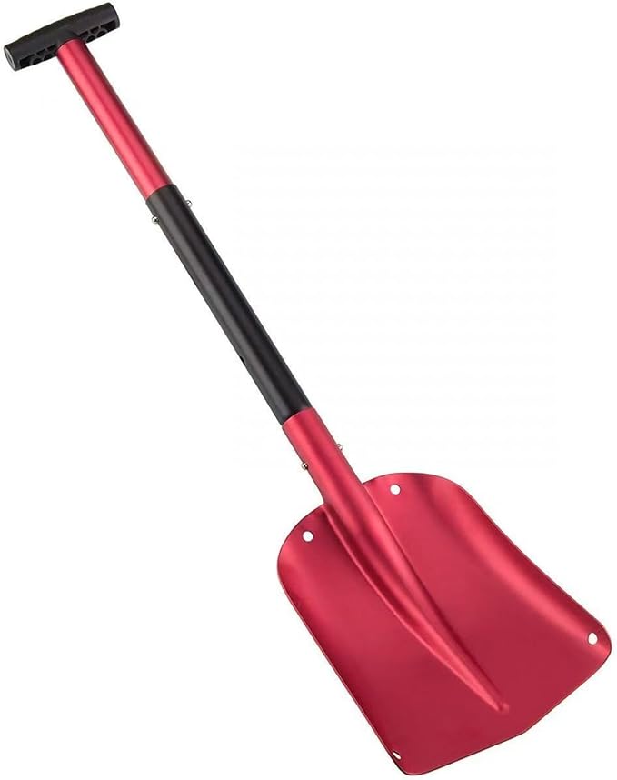 Matte Red Aluminum 3-Piece Collapsible Snow Shovel Lightweight Portable Emergency Shovel for Car Camping
