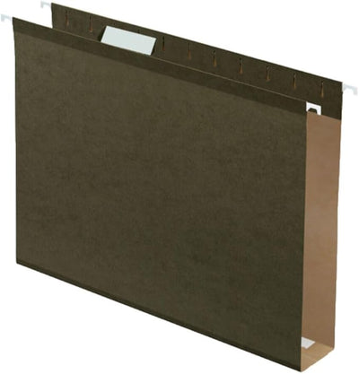 Pendaflex Hanging File Folders, 25 Pack, Green, 2" Expansion, Letter Size (8.5" x 11"), Reinforced, 5 Tab Positions, Durable Hanging Files for Office and Document Organization