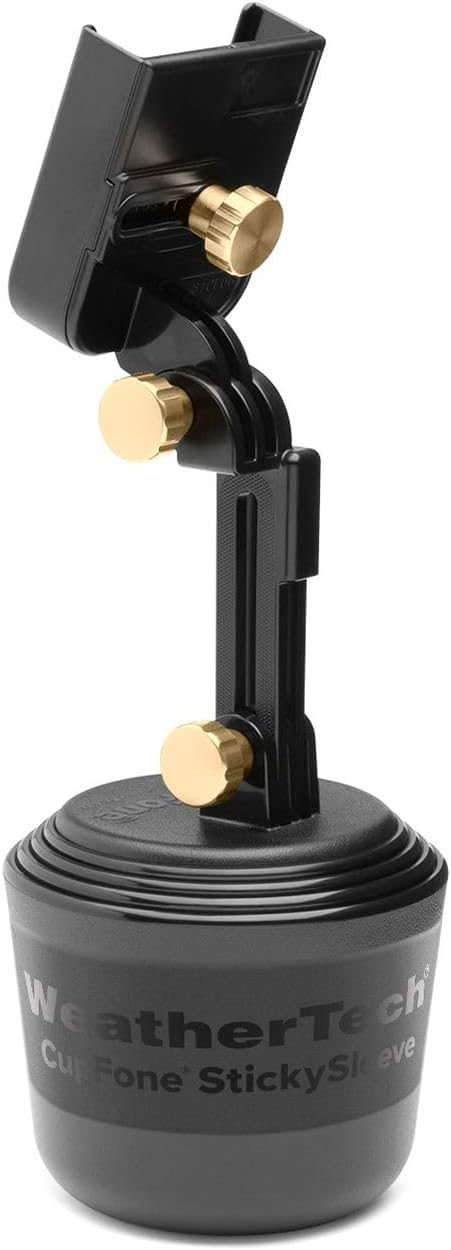 CupFone with Extension – Adjustable, Universal Cup Holder Cell Phone Mount Car & Truck Accessory – Best Design for iPhone & Smartphone Charging – Rose Gold Metal Knobs