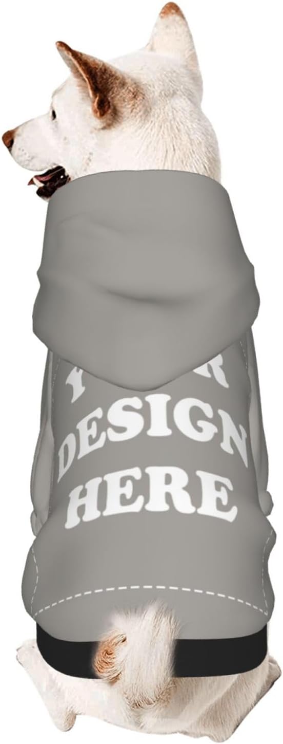 Personalized Chihuahua Dog Hoodie, Custom Pet Warm Sweatshirt Costume with Name Number Photo, Customize ID Clothes for Pupppy Kitten Dogs Cats, Grey, S