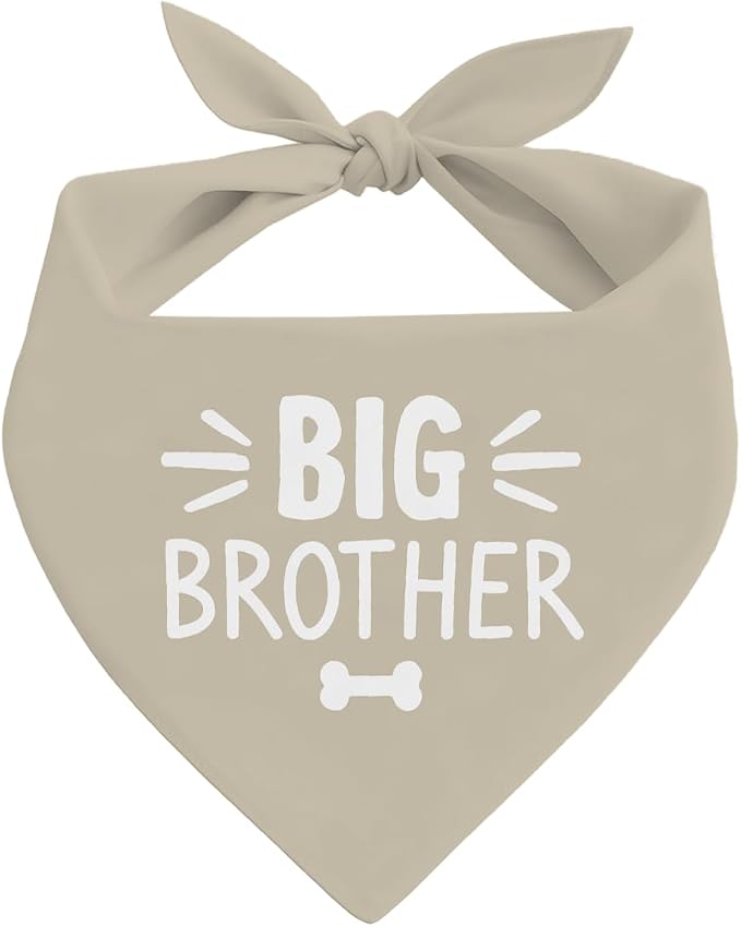 Big Brother Dog Bandana, Beige Pet Dog Scarf Accessories, Pregnancy Announcement Big Brother Baby Reveal, Pet Dogs Triangle Scarf, Dogs Bandana for Small Medium