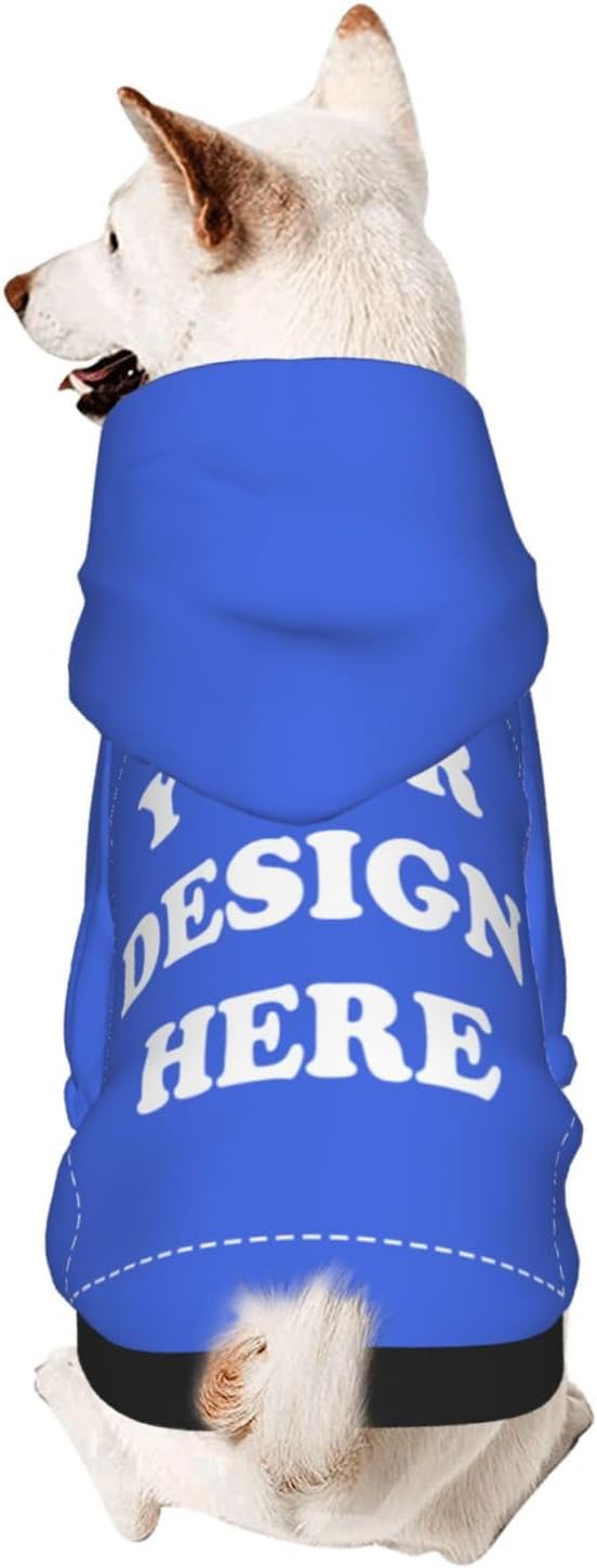 Dog Clothes, Custom Dog Hooded Sweatshirt, Personalized Pet Costume Robe Shirt with Text/Image/Club Name/Pet Shop Logo for Small Medium Large Dogs and Cats, RoyalBlue, L
