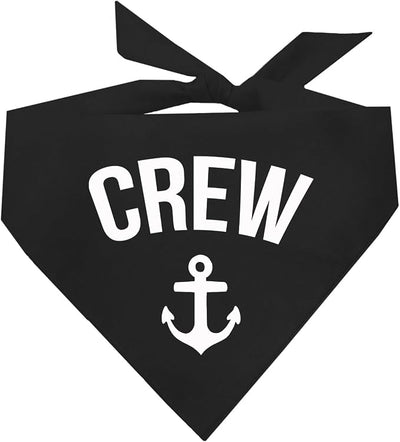Crew with Anchor Dog Bandana | 100% Cotton | Made in USA | Boat & Fishing | Captain | Beach & Lake | Summer | Outdoors | Father's Day |Black, One Size (265)