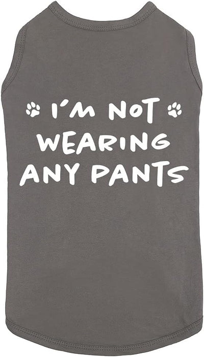 Funny I'm Not Wearing Any Pants Cute Clothes Pet Puppy Cat T-Shirt Accessories for Small & Large Dogs Soft Breathable Charcoal X-Large