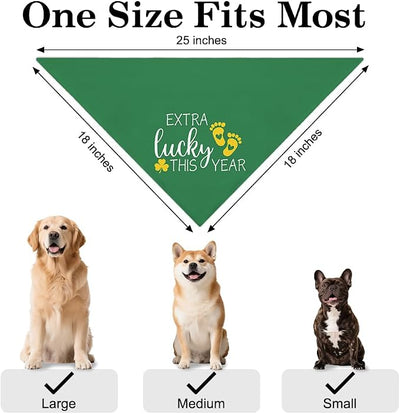 Extra Lucky This Year Funny Dog Bandana Pregnancy Announcement, St Patrick's Day Dog Bandana for Baby Gender Reveal, Green Holiday Party Pet Scarf for Girls Boys, Cute Shamrock Pet Lover Gifts