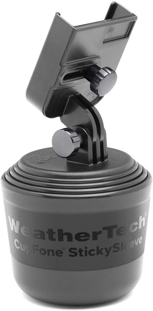 CupFone, Universal Cup Holder Phone Mount for Cars – Adjustable & Secure Fit with Open Access for Charging – Compatible with iPhone, Android - Metal Knobs, Graphite
