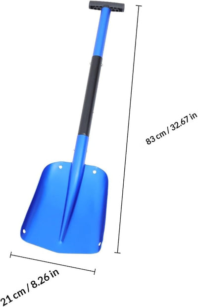 Homoyoyo Aluminum Alloy Foldable Snow Shovel and Detachable Ice Shovel for Winter Snow Removal Portable Multi-Function with Blue Handle Compact Tool for Car and Outdoor Use