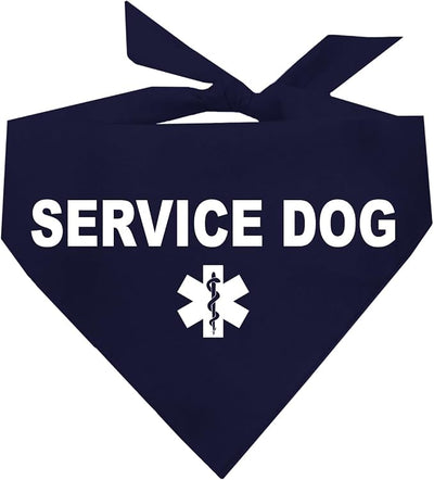 Service Dog Dog Bandana | 100% Cotton Adjustable Triangle |Service Dog | Working Animal | Assistance |Navy, X-Small (307)