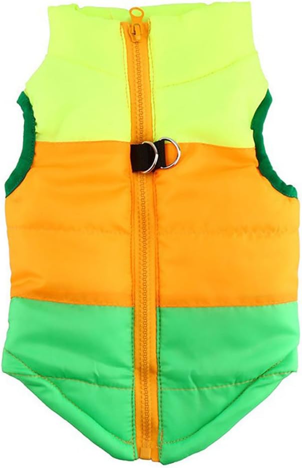 Winter Dog Vest - Waterproof Windproof Warm Jacket for Small/Medium Dogs (XXS) - Yellow/Orange/Green
