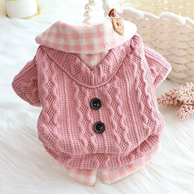Dog Princess Sweater for Small Dogs Thick Shirt Plaid Clothes Costume Pet Girl Cute Coat Outfits Fall Costumes Winter Dog Sweaters (M,Blue)