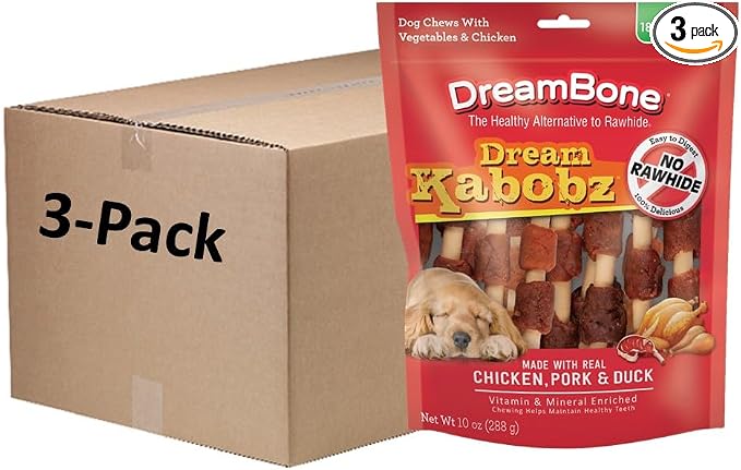 Dream Kabobz, Rawhide-Free Chews for Dogs, 54 Count (3 Packs of 18 Count)