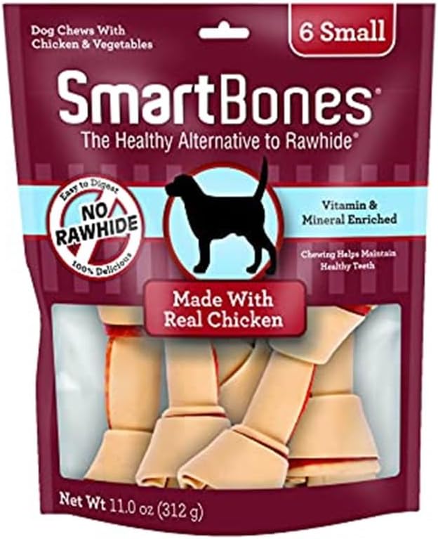 Small Chews, Chicken, Treat Your Dog to a Rawhide-Free Chew Made with Real Meat and Vegetables, 6 Count