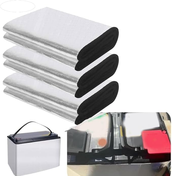 Car Battery Insulation Blanket Set with Fireproof Cotton Layer, Aluminum Foil Heat Shield, Designed for Cold Weather Protection and Temperature Resistance (2PCS)