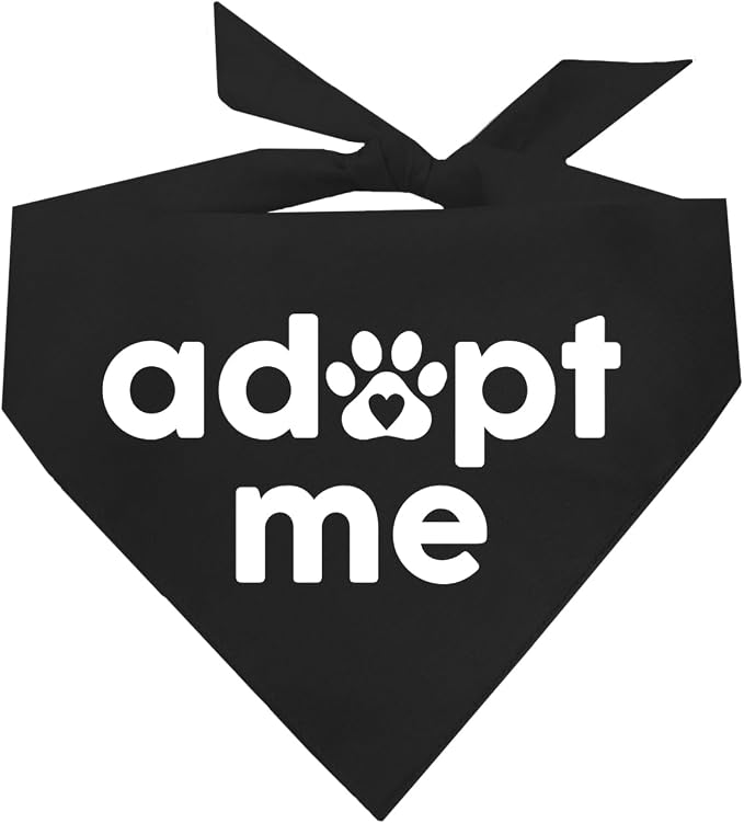 Adopt Me Dog Bandana | 100% Cotton | Made in USA | Adoption Event Prop Photoshoot | Rescue | Puppy | New Dog |Black, X-Small (326)