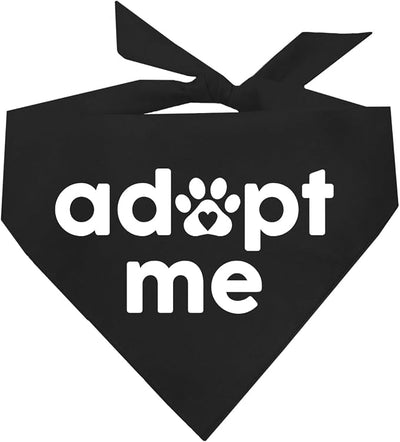 Adopt Me Dog Bandana | 100% Cotton | Made in USA | Adoption Event Prop Photoshoot | Rescue | Puppy | New Dog |Black, One Size (326)