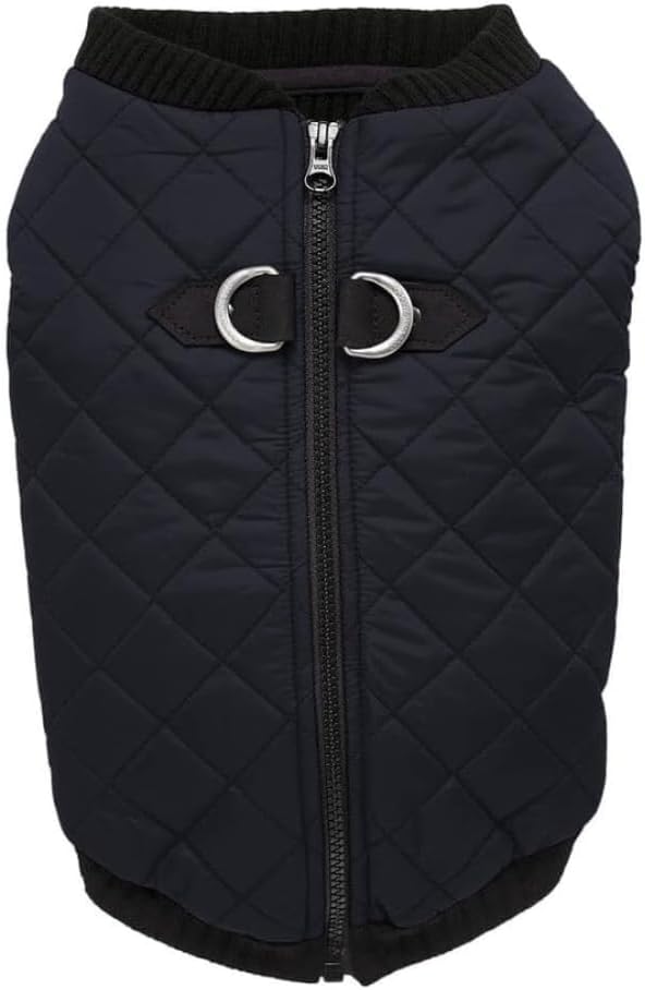 Fashion Vest Dog Jacket - Black, X-Large - Warm Zip Up Bomber Vest with Dual D Ring Leash - Winter Water Resistant Small Dog Sweater