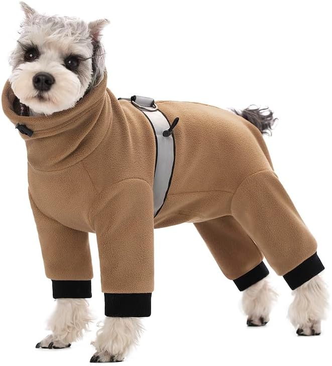 Polar Fleece Dog Pajamas Bodysuit - Small to Medium Dogs, Winter Jacket & Sweater for Small Dogs, Four-Legged Warm Clothes