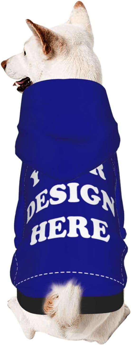 Personalized Dog Hoodie, Custom Dog Costumes for Small Dogs, Holiday Happy Dog Clothes Football Pet Shirt Sweater with Name Number for Girl/Boy Cats/Kitten, Blue, M