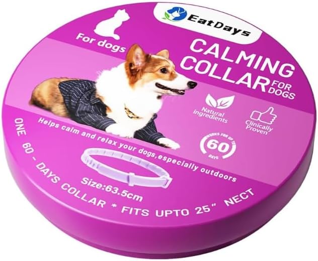 Fluorescent Calming Collar for Dogs and Cats with Pheromones - Maximum Anxiety Relief & Stress Reduction for Thunderstorms,Travel, Fireworks and Noise Phobias - Long Lasting 30 Days