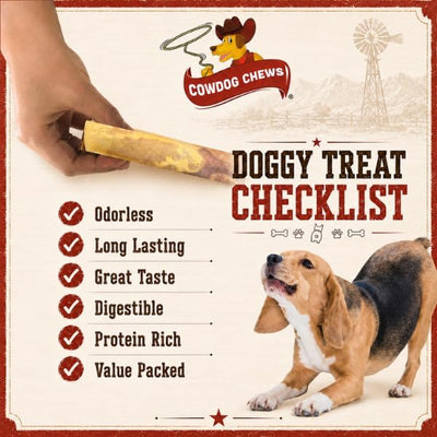 Cowdog Chews Rawhide Gourmet Meaty Rolls 9-10" (20 Pack) – Premium Dog Treats with Savory Beef Filling, Long-Lasting Chew for Aggressive Chewers, High-Protein, Natural Ingredients