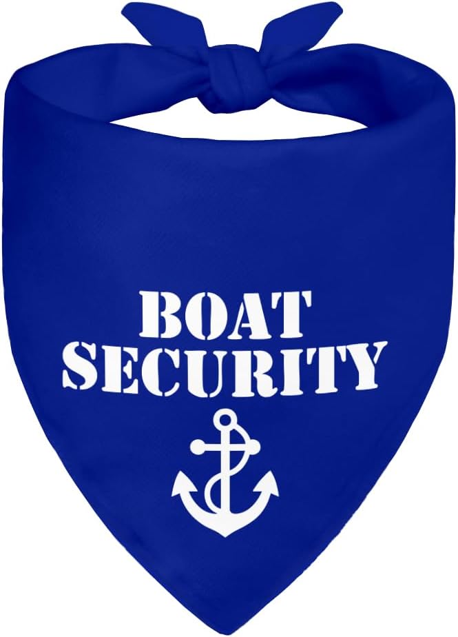 Boat Security Blue Dog Bandana, Nautical Gifts for Boat Lover Captain, Nautical Pet Accessory, Lake Life Dog Gear, Sailor's Pet Apparel, Christmas Birthday Gifts for Pup Mom Dad