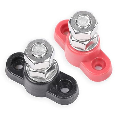 CHEDA Red & Black Terminal Block Compatible with Junction Block Power Post Set Insulated Terminal Stud 3/8" Stainless Power Distribution Block/ 48v Trucks, RVs, Coaches, Boats