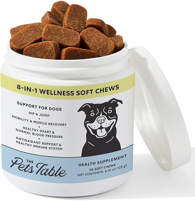 8 in 1 Soft Chew Dog Vitamins, Chicken Flavored All in One Supplement for Dogs - Dog Multivitamin Supports Mobility, Gut & Heart, 50 Chews