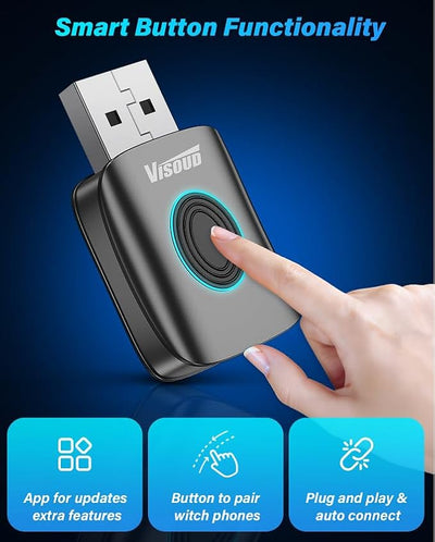 2026 Upgrade Wireless CarPlay Adapter for iPhone & Android Auto Adapter, Multi-User Seamless Connection for Convert Wired to Wireless, Plug & Play, Zero Delay