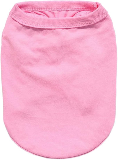 Pink Girl Dog Outfit Blank Pet Clothes Female Puppy Shirt Cat Kitten Tank Top Rabbit Bunny Apparel (Neck Girth 12.99'')