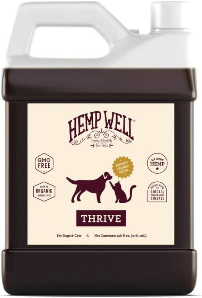 Thrive Oil for Dogs and Cats – Supports Hip, Joint, and Heart Health, Promotes Immune System, and Promotes Healthy Skin from Seasonal Allergies, Organically Sourced - 1 Gallon