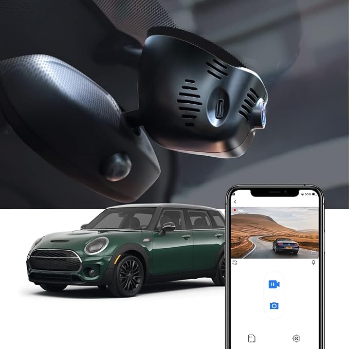 Fitcamx 4K Dash Cam Suitable for MINI Cooper Clubman S Countryman (Model B) Convertible Oxford F54/F55/F56/F57/F60, OEM Look, 2160P UHD Video, WiFi & APP, Loop Recording G-Sensor, Plug&Play, 64GB Card