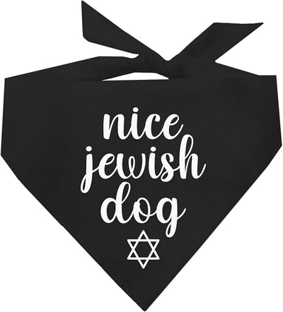 Nice Jewish Dog Bandana | 100% Cotton | Made in USA | Passover | Hanukkah | Yom Kippur | Rosh Hashanah | Jewish Celebration | Bar & Bat Mitzvah | Black, One Size (930)