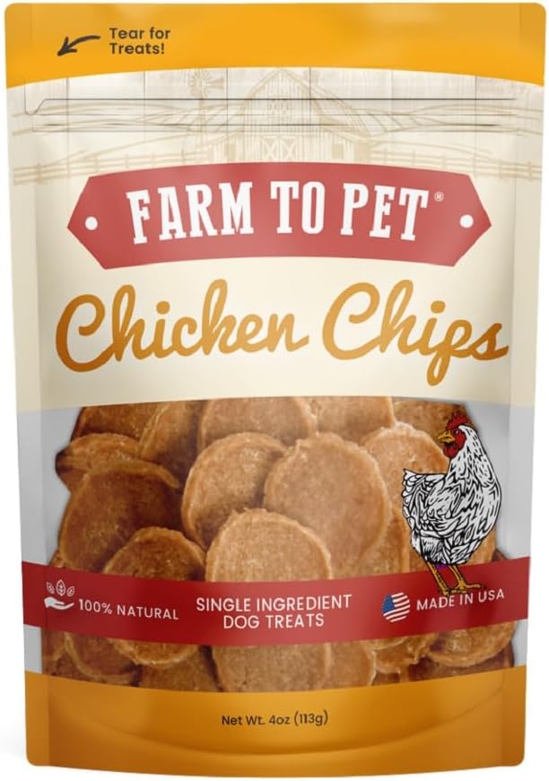 Dog Training Treats - Chicken Chips, Single Ingredient - 4 oz, Lean, All Natural, Healthy Dog Treats for Small, Medium, Large Breeds, & Puppies, Made in USA