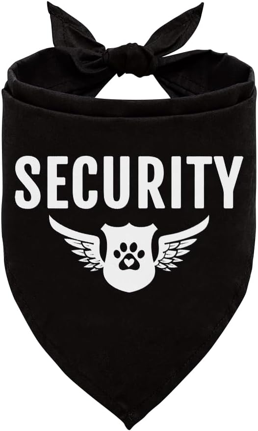 Security Dog Bandana - Triangle Scarf for Small & Medium Dogs (Black, Funny Cute Design)
