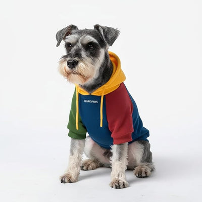 Spark Paws Dog Hoodie – Premium Dog Sweater for Small, Medium, and Large Dogs | Warm Outfits for French Bulldogs, Pitbull, Puppy, Winter Jacket Alternative - Primary Color Block - M
