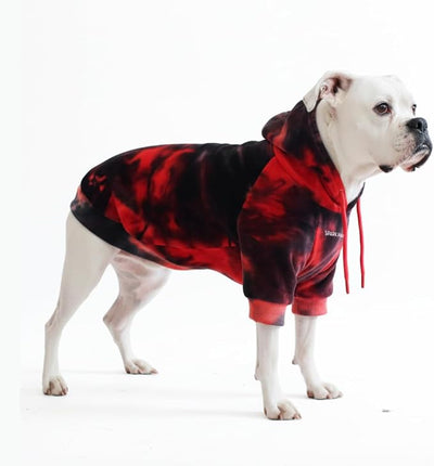Spark Paws Dog Hoodie – Premium Dog Sweater for Small, Medium, and Large Dogs | Warm Outfits for French Bulldogs, Pitbull, Puppy, Winter Jacket Alternative - Red & Black - 3XL