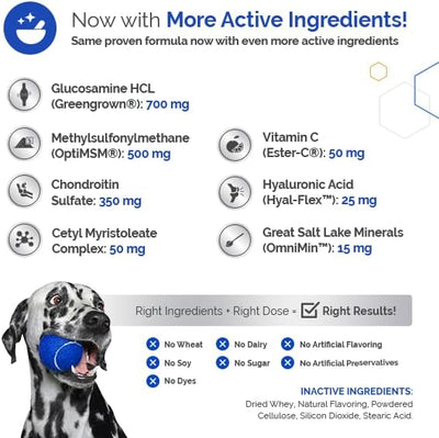 TopDog Health GlycanAid HA Advanced Joint Nutrition for Dogs (150 Chewable Tablets) Made in USA with USA Ingredients: Glucosamine HCL, Chondroitin, Hyaluronic Acid, MSM