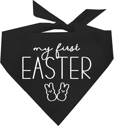 My First Easter Dog Bandana | 100% Cotton Adjustable Triangle | Made in USA | Easter Bunny | Egg Hunt| Funny Outfit Prop Photoshoot | Black, X-Small |(392)