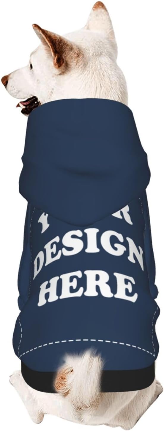Dog Costume, Custom Dog Hoodie, Dog Name Costume Holiday Pet Pajamas Outfit, Personalized Pet Coat Costumes for Small Medium Large Dogs and Cats for Winter, Navy, M