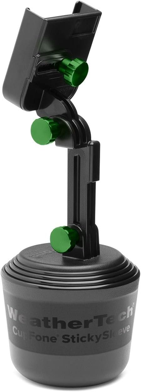CupFone with Extension – Adjustable, Universal Cup Holder Cell Phone Mount Car & Truck Accessory – Best Design for iPhone & Smartphone Charging – Forest Green Metal Knobs