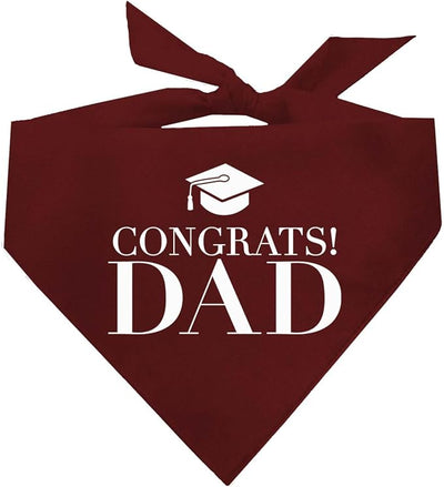 Congrats Dad Dog Bandana | 100% Cotton Adjustable Triangle | Made in USA | Graduation | College | Senior Year | Family Support | Class of |Dark Red, One Size (420)