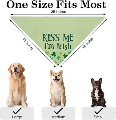 Kiss Me I'm Irish Funny Dog Bandana, Cute St. Patrick's Day Dog Bandana for Girls Boys Puppies, Green Spring Holiday Party Pet Scarf Accessories, Shamrock Lucky Irish Gifts for Dogs Mom Owners