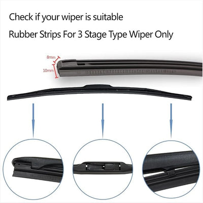 OEM Quality 4pcs 8mm/6mm Car Windscreen Wiper Blade Insert Rubber Strip (Refill) Soft 14"16"17"18"19"20"21"22"24"26"28" Accessories Perfect fit for windshields (Color : Width 8mm, Size : 4pcs 24 inc