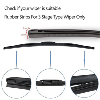 OEM Quality 4pcs 8mm/6mm Car Windscreen Wiper Blade Insert Rubber Strip (Refill) Soft 14"16"17"18"19"20"21"22"24"26"28" Accessories Perfect fit for windshields (Color : Width 8mm, Size : 4pcs 20 inc